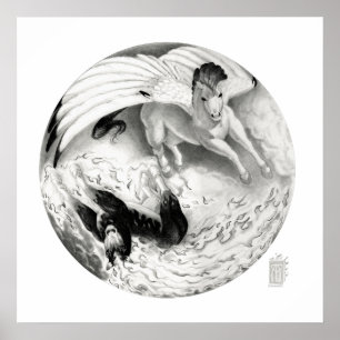Affiche Nightmare/Mesa Pegasus Yin Yang en noir et blanc