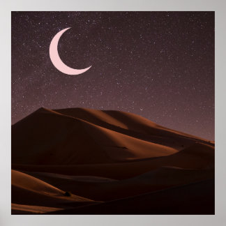 Affiche Nighttime Desert Half Moon
