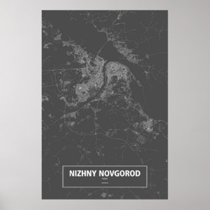 Affiche Nijni Novgorod, Russie (blanc sur noir)