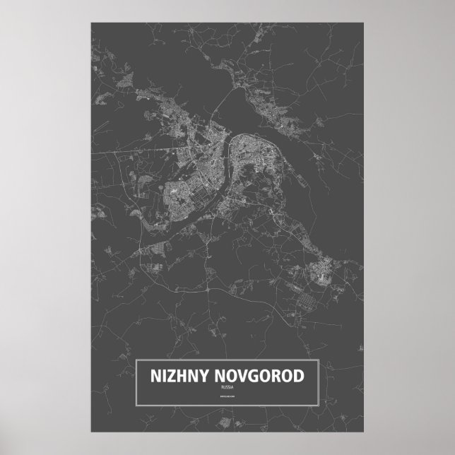 Affiche Nijni Novgorod, Russie (blanc sur noir) (Devant)