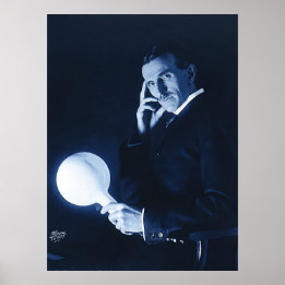 Affiche Nikola Tesla démontrant l'énergie sans fil vers 19
