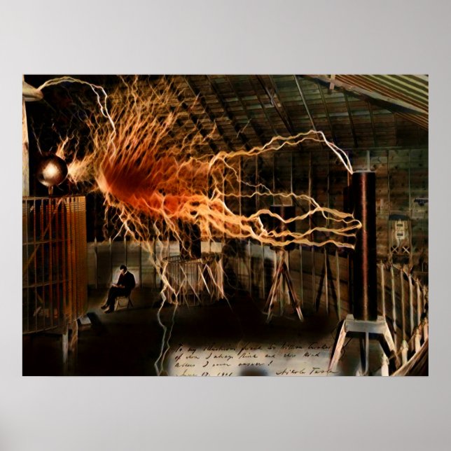 Affiche Nikola Tesla Homme de Mystère Couleur Redux (Devant)