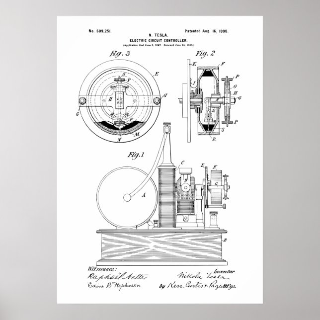 Affiche Nikola Tesla Patent (Devant)