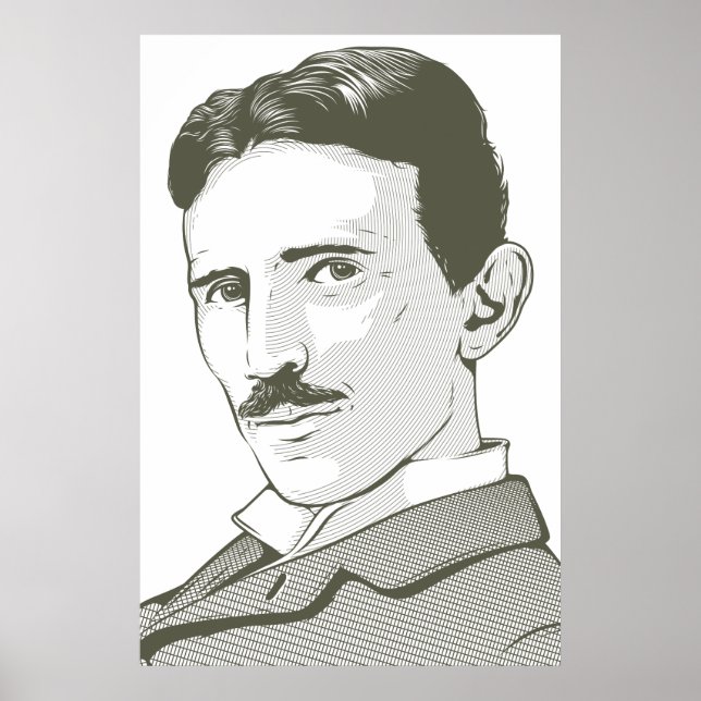 Affiche Nikola Tesla Portrait (Devant)