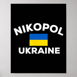 Affiche Nikopol Ukraine Drapeau Ukrainien Pays Ville Touri