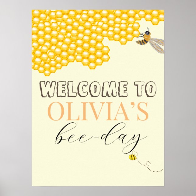 Affiche N'importe quel âge, thème abeille signe de bienven (Devant)