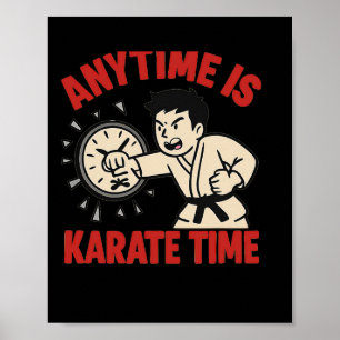 Affiche N'Importe Quelle Heure Karate Time Drôle Punch Hor