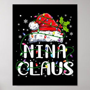 Affiche Nina Claus Noël Père Noël Famille jumelée chapeau 