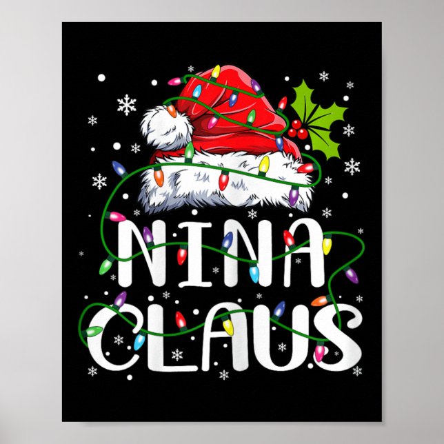Affiche Nina Claus Noël Père Noël Famille jumelée chapeau  (Devant)