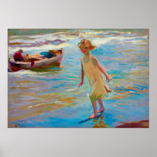 Affiche Niña en la playa, Valence par Joaquin Sorolla 1910