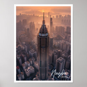 Affiche Ningbo China Art voyage célèbre endroit