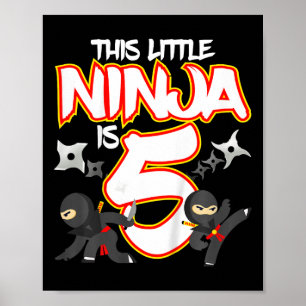 Affiche Ninja 5 ans Anniversaire Fête Arts Martiaux Karat