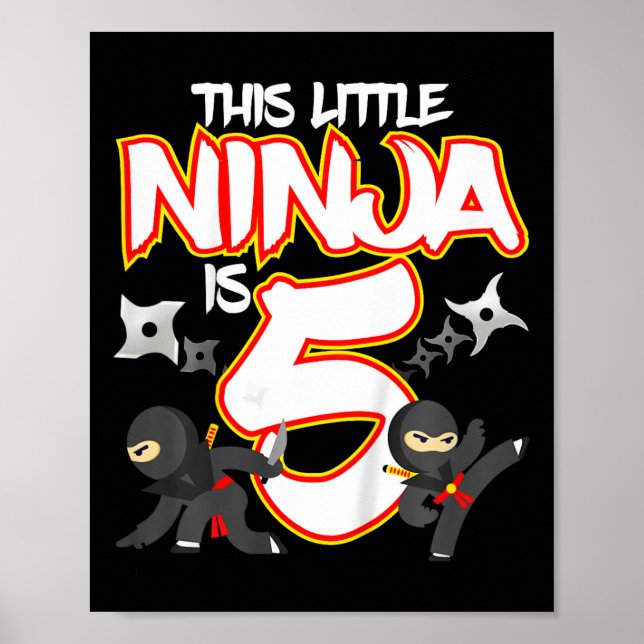 Affiche Ninja 5 ans Anniversaire Fête Arts Martiaux Karat (Devant)