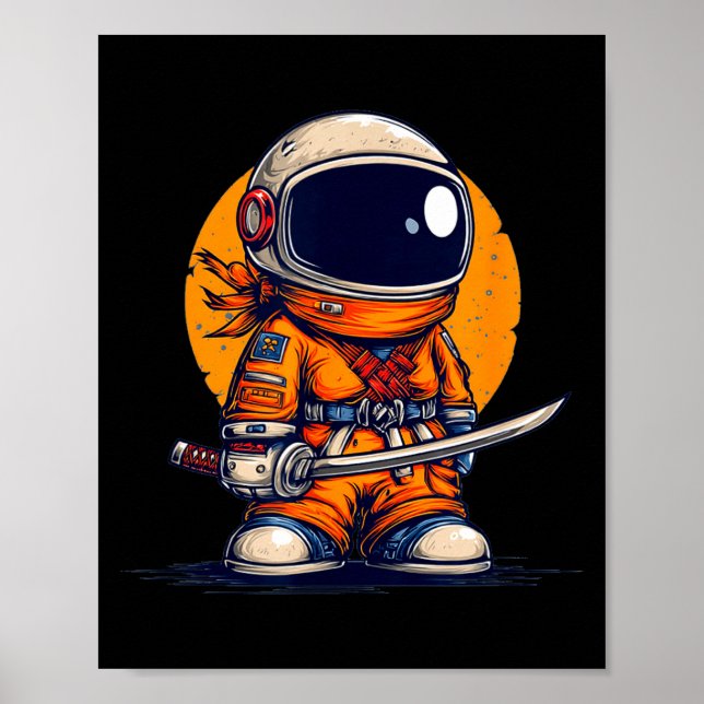 Affiche Ninja cool en costume de combinaison spatiale d'as (Devant)