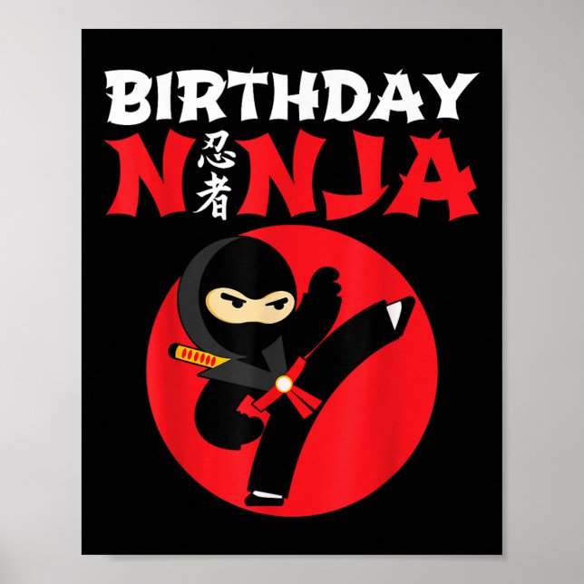 Affiche Ninja d'anniversaire - Fête d'anniversaire de ninj (Devant)