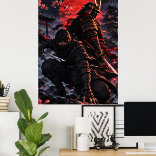 Affiche Ninja et Art Fantastique de Samouraï Guerriers Jap