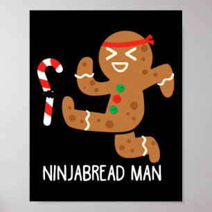 Affiche Ninja Gingerbread Man Karate Martial Arts Black St