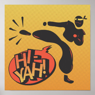 Affiche Ninja karate pop art - retro
