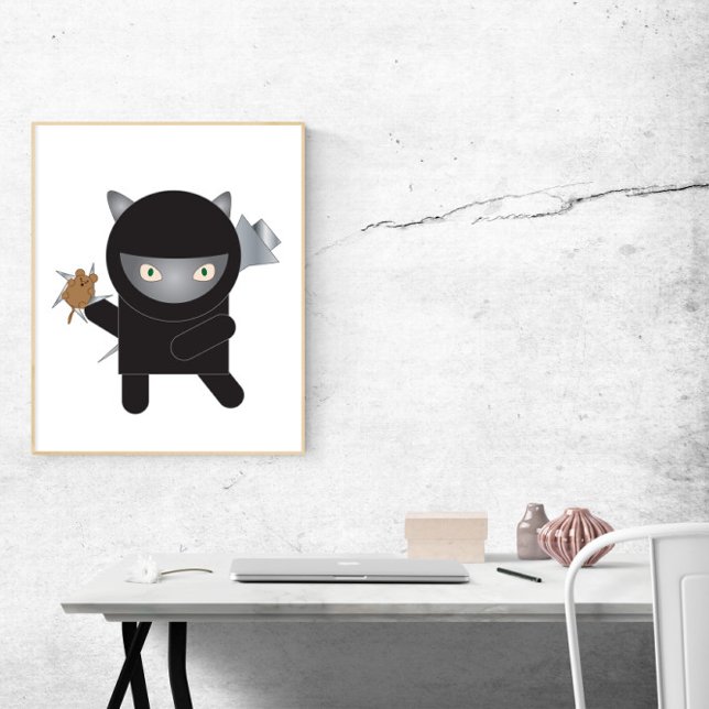 Affiche Ninja Kitty Chat Cute Mouse (Créateur téléchargé)