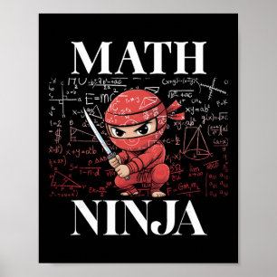 Affiche Ninja Math Algèbre Calcul Mathématiques Étudiant T