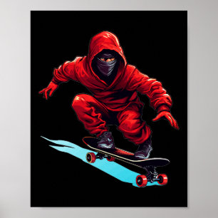 Affiche Ninja Skateur - Planche à roulettes Skateboardeur