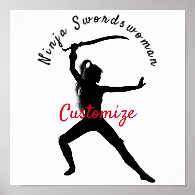 Affiche Ninja Swordswoman Silhouette Thunder_Cove (Devant)