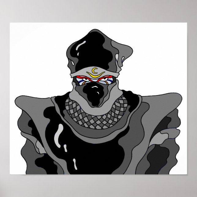 Affiche Ninja vêtu de noir. (Devant)