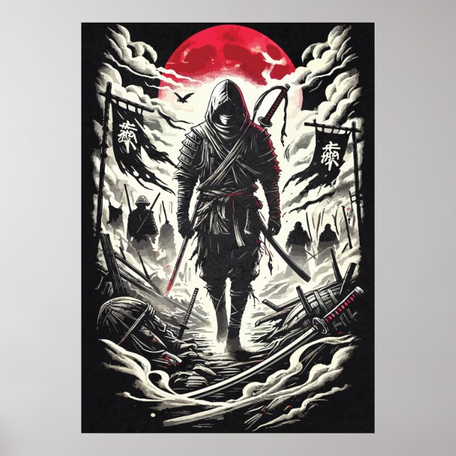 Affiche Ninja Warrior dans le champ de bataille de la Lune (Devant)