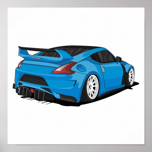 Affiche Nissan 370z blue with white rims (Devant)