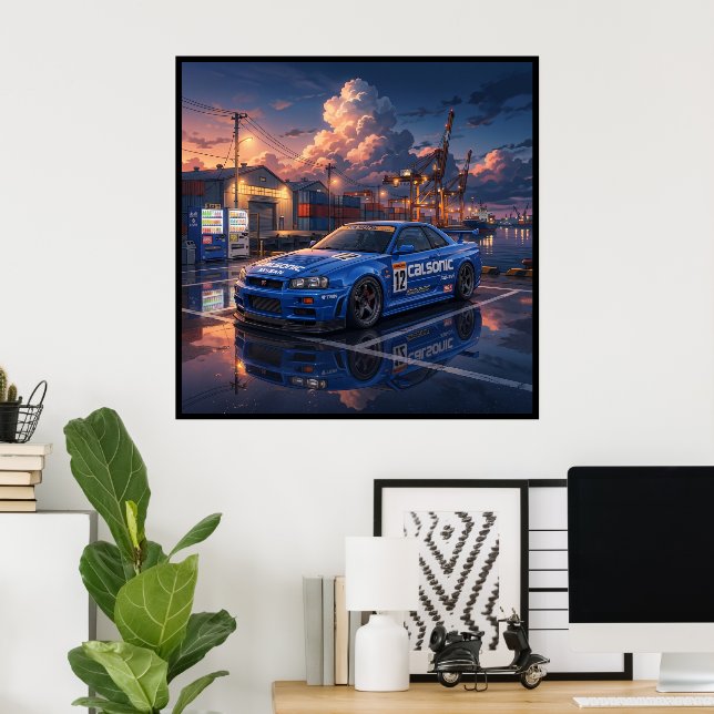 Affiche Nissan Skyline GT-R R34 Calsonic (Bureau à domicile)