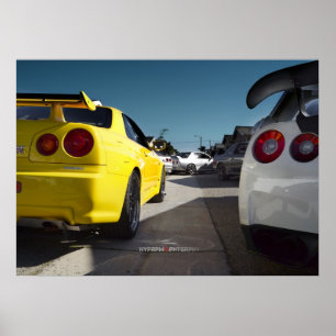 Affiche Nissan Skyline R34, R33, R32, R35, Hakosuka GTR