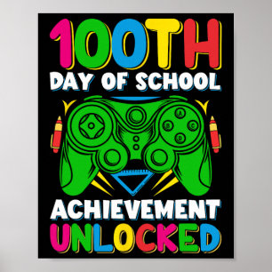 Affiche Niveau 100 Jour De L'École Jeu Déverrouillé 100e J