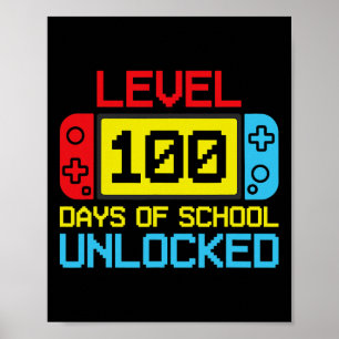 Affiche Niveau 100 Jours De Jeux Vidéo De Gamer Déverrouil