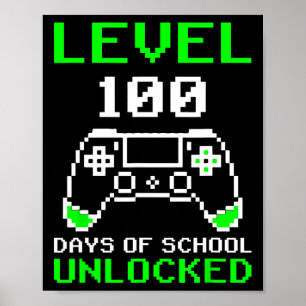 Affiche Niveau 100 Jours De Jeux Vidéo De Gamer Déverrouil