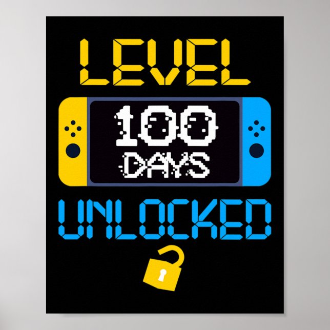 Affiche Niveau 100 Jours De L'École Déverrouillé École Fun (Devant)