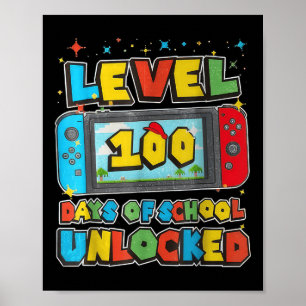Affiche Niveau 100 Jours De L'École Déverrouillé Jeu Pixel