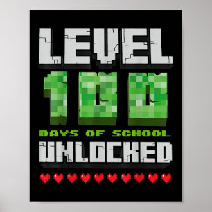 Affiche Niveau 100 Jours De L'École Déverrouillé Jeu Pixel