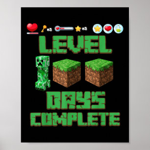Affiche Niveau 100 Jours De L'École Déverrouillé Jeu Pixel
