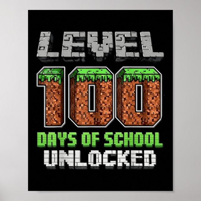 Affiche Niveau 100 Jours De L'École Déverrouillé Pixel Vid (Devant)