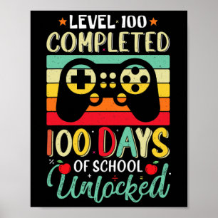 Affiche Niveau 100 Jours D'École Complète Gamer Niveau Gar
