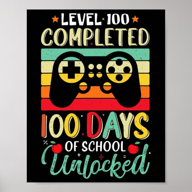 Affiche Niveau 100 Jours D'École Complète Gamer Niveau Gar (Devant)