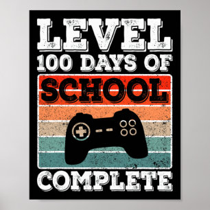 Affiche Niveau 100 Jours d'école complets Vidéo de garçons