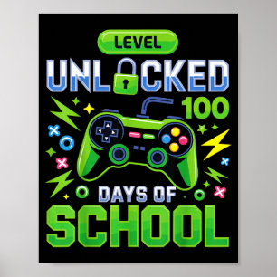 Affiche Niveau 100 Jours D'école Débloqué Jeu Vidéo Drôle