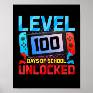 Affiche Niveau 100 Jours D'école Débloqué Joueur Vidéo Jeu