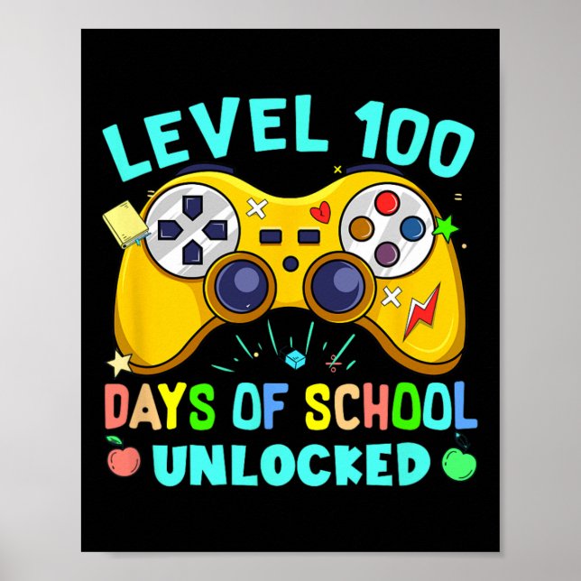 Affiche Niveau 100 Jours D'École Déverrouillé Garçons Enfa (Devant)
