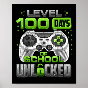 Affiche Niveau 100 Jours D'École Déverrouillés Garçons 100