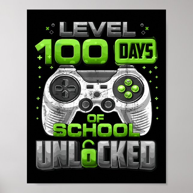 Affiche Niveau 100 Jours D'École Déverrouillés Garçons 100 (Devant)