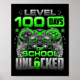 Affiche Niveau 100 Jours D'École Déverrouillés Garçons 100
