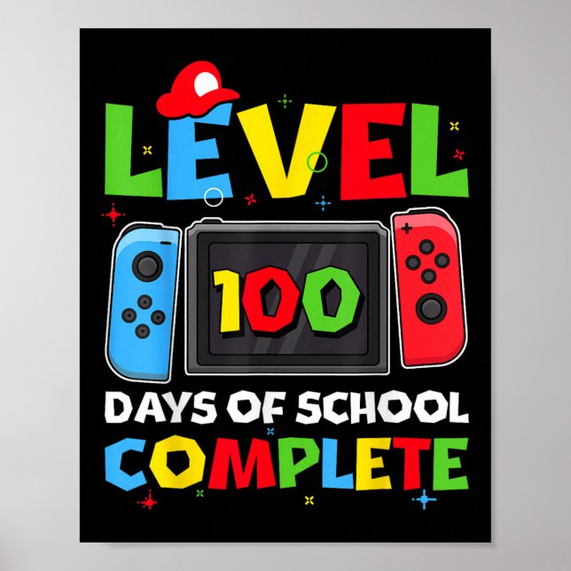 Affiche Niveau 100 Jours D'École Jeu Vidéo Complet 100ème (Devant)