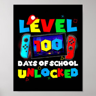 Affiche Niveau 100 Jours D'École Jeux Vidéo Déverrouillés